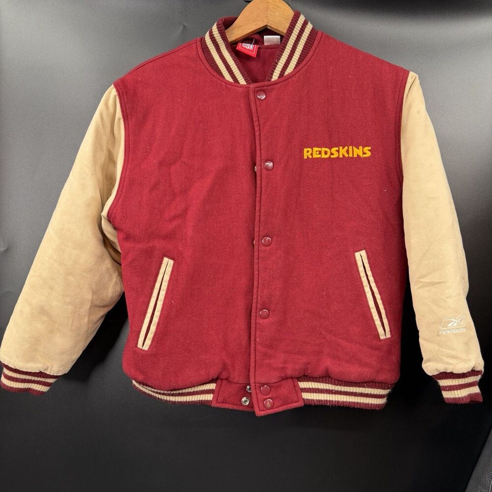 VTG Team NFL Washington Redskins Leather Sleeve Wool Letterman Jacket Med